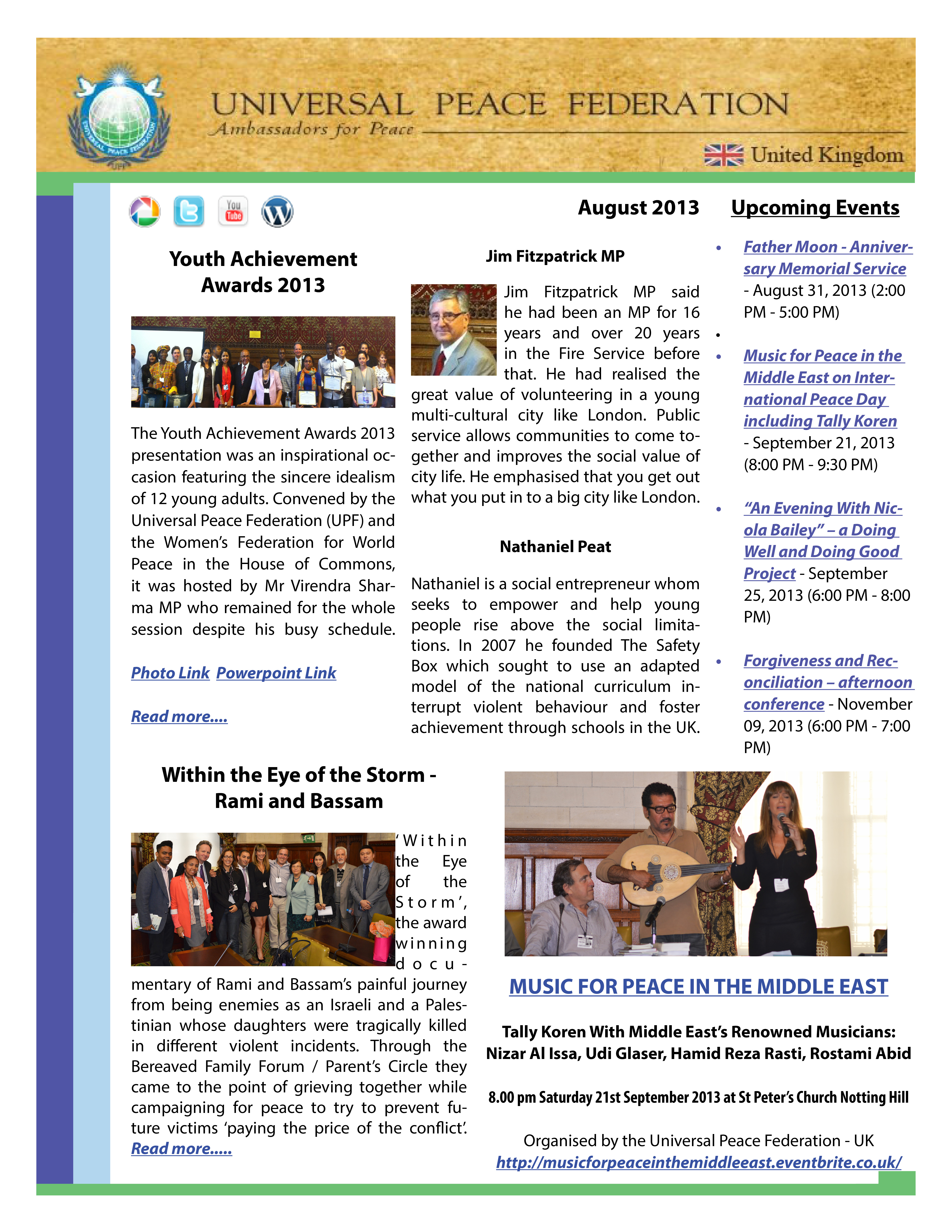 Universal Peace Federation - UK Newsletter August 2013